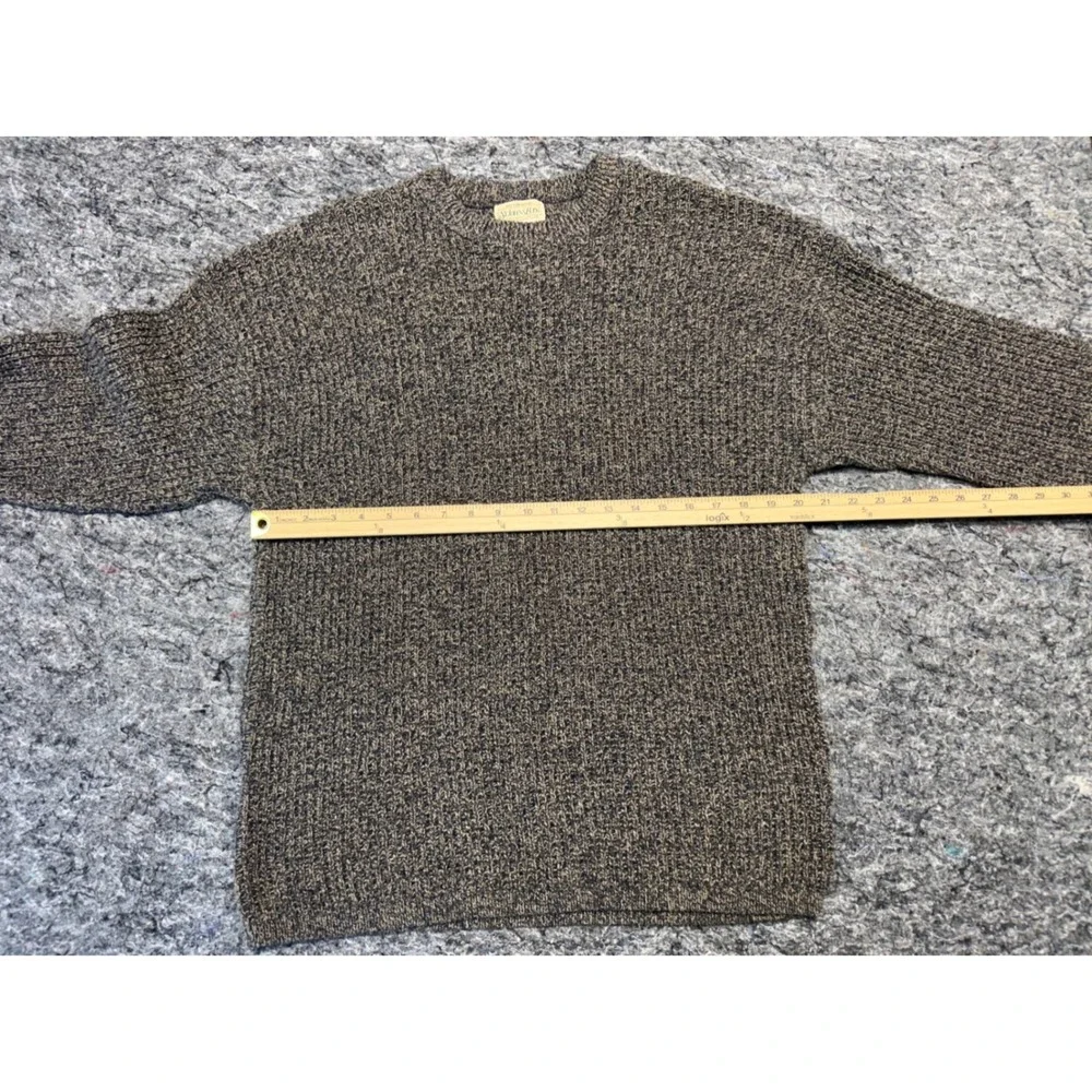 St Johns Bay Mens Large Tall Vintage Marled Knit Crewneck Sweater Brown Navy USA